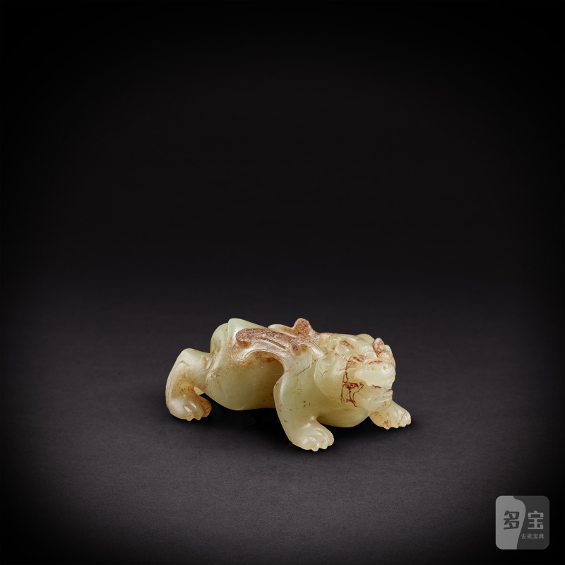 A white jade mythical beast, bixie, Han dynasty | 漢 白玉辟邪